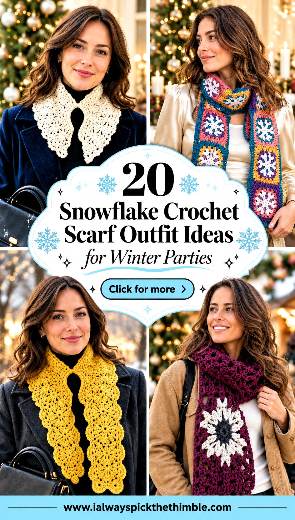 20 Snowflake Crochet Scarf Outfit Ideas for Winter Parties - 20 Snowflake Crochet Scarf Outfit Ideas for Winter Parties