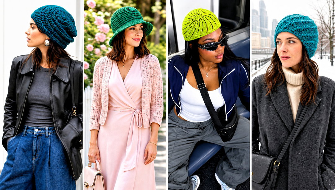 20 Spiral Crochet Hat Outfit Ideas for Colorful Outfits