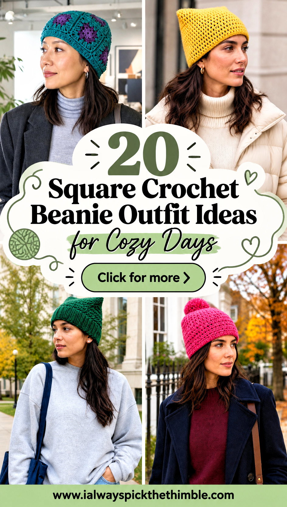 20 Square Crochet Beanie Outfit Ideas for Cozy Days - 20 Square Crochet Beanie Outfit Ideas for Cozy Days