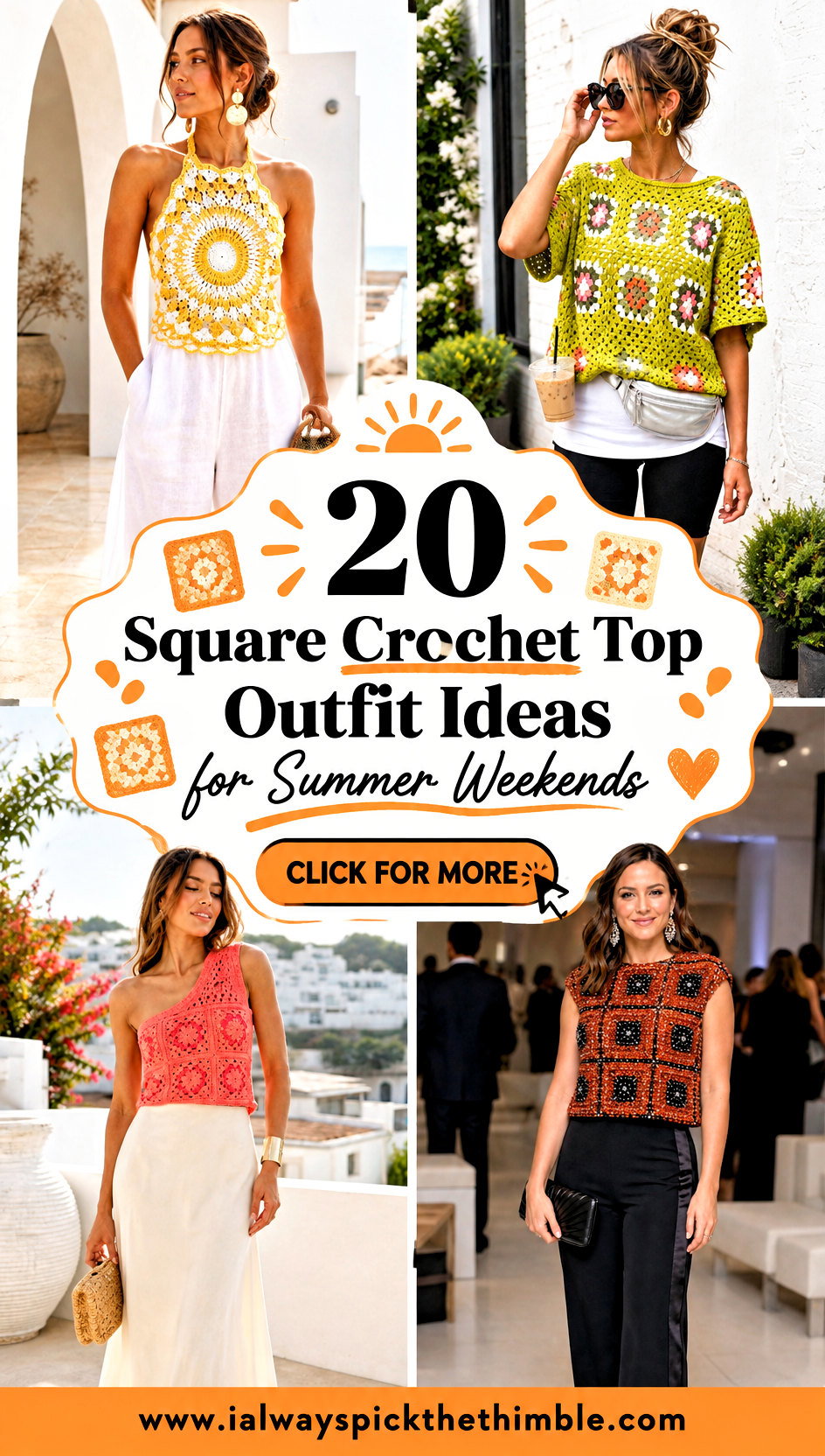 20 Square Crochet Top Outfit Ideas for Summer Weekends - 20 Square Crochet Top Outfit Ideas for Summer Weekends