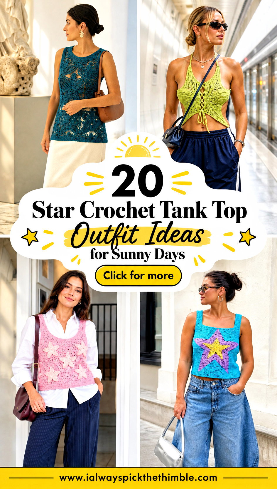 20 Star Crochet Tank Top Outfit Ideas for Sunny Days - 20 Star Crochet Tank Top Outfit Ideas for Sunny Days