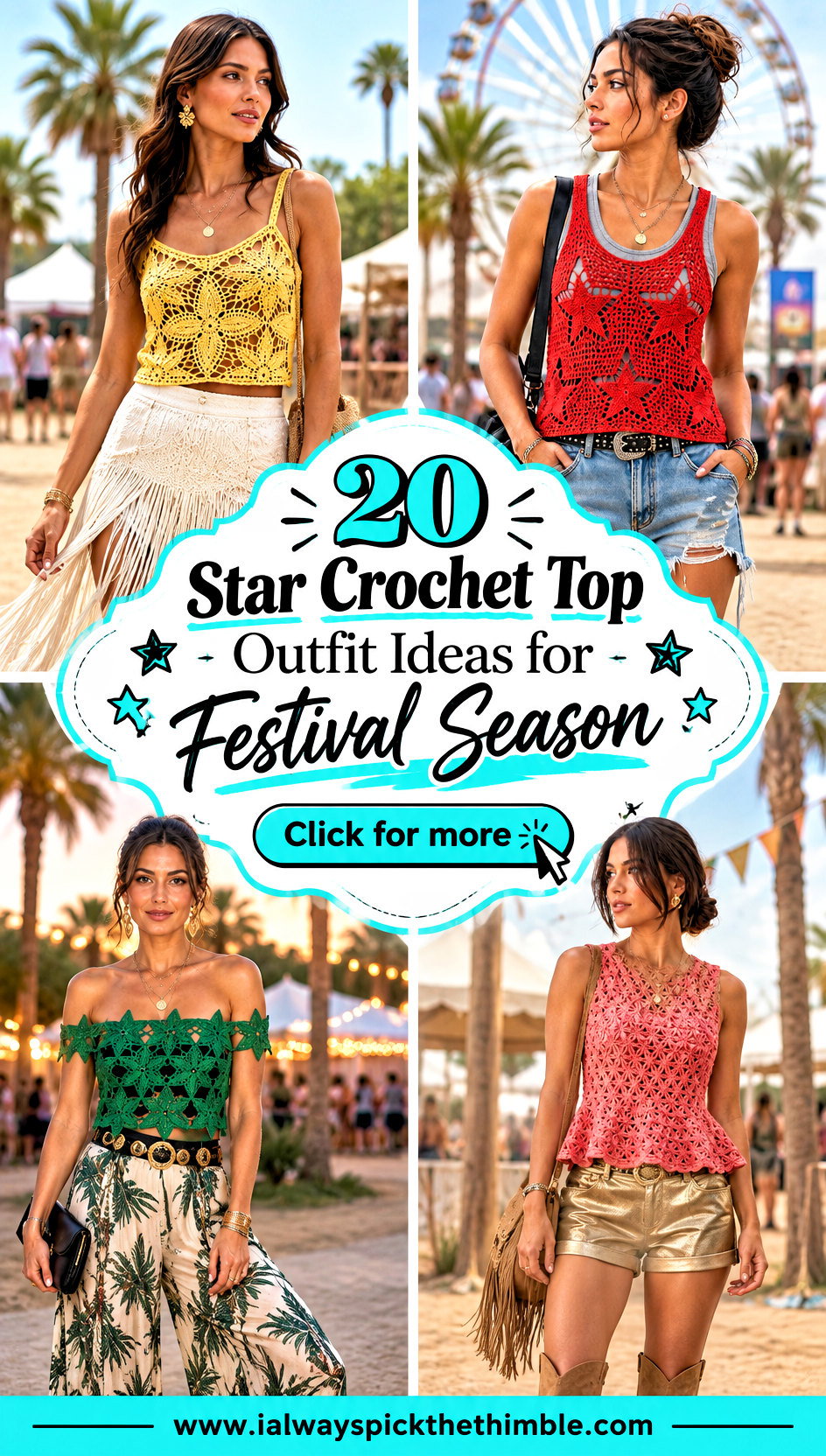 20 Star Crochet Top Outfit Ideas for Festival Season - 20 Star Crochet Top Outfit Ideas for Festival Season