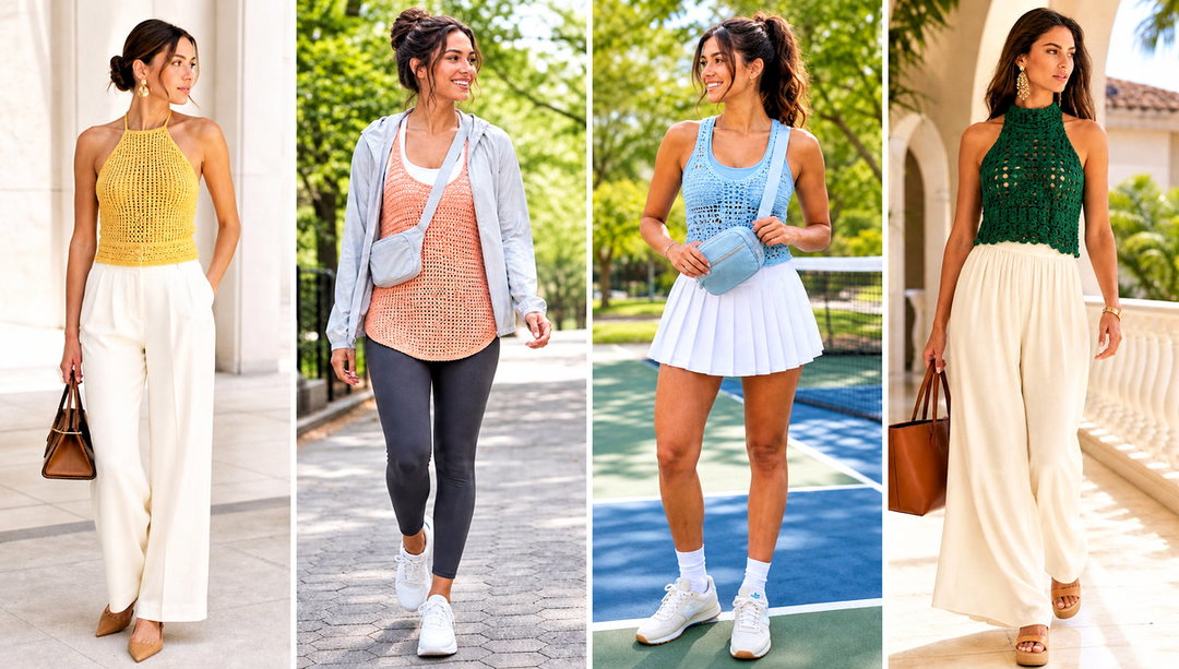 20 Strappy Crochet Top Outfit Ideas for Beach Trips