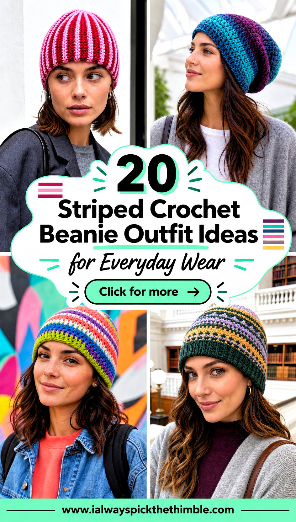 20 Striped Crochet Beanie Outfit Ideas for Everyday Wear - 20 Striped Crochet Beanie Outfit Ideas for Everyday Wear