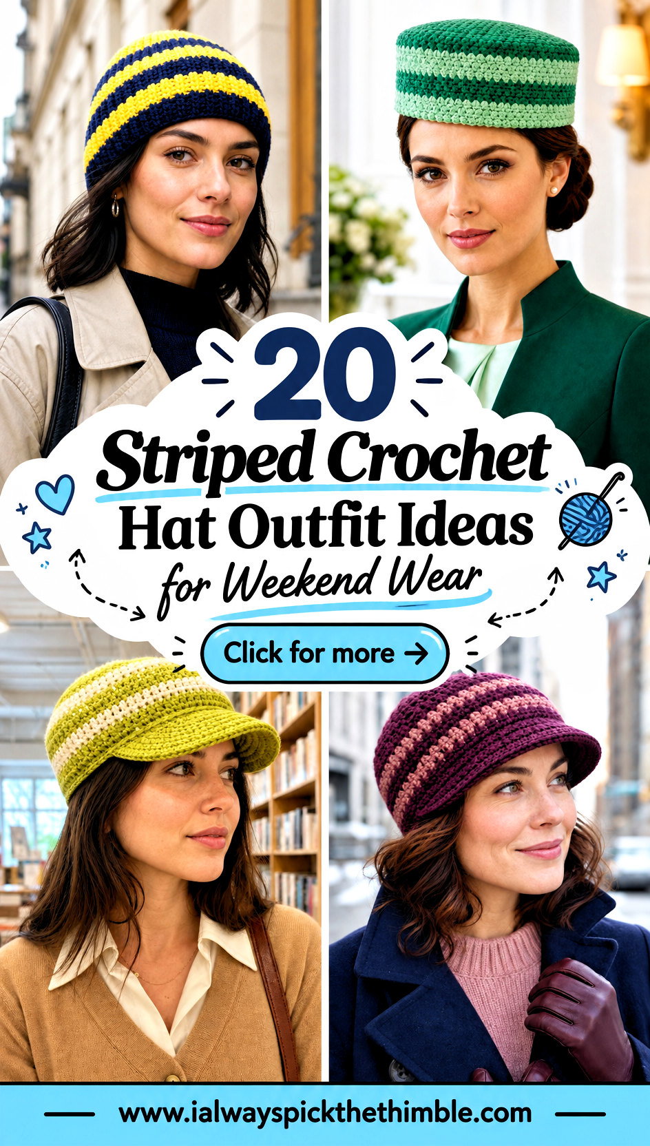 20 Striped Crochet Hat Outfit Ideas for Weekend Wear - 20 Striped Crochet Hat Outfit Ideas for Weekend Wear