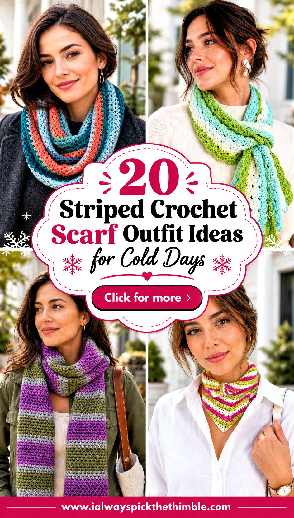 20 Striped Crochet Scarf Outfit Ideas for Cold Days - 20 Striped Crochet Scarf Outfit Ideas for Cold Days