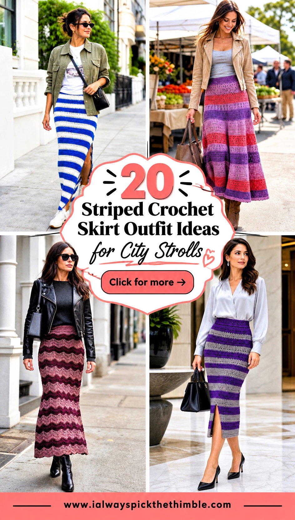 20 Striped Crochet Skirt Outfit Ideas for City Strolls - 20 Striped Crochet Skirt Outfit Ideas for City Strolls