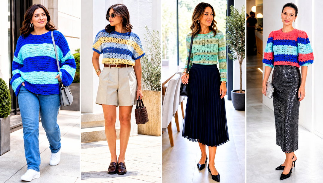 20 Striped Crochet Sweater Outfit Ideas for Casual Days