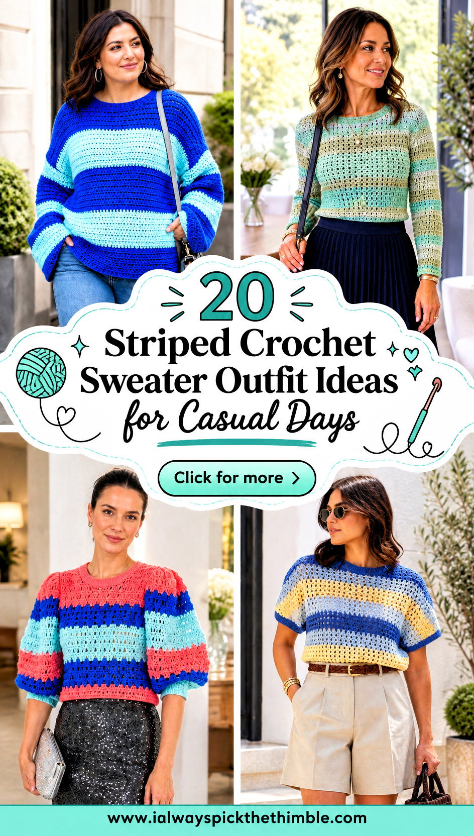 20 Striped Crochet Sweater Outfit Ideas for Casual Days - 20 Striped Crochet Sweater Outfit Ideas for Casual Days