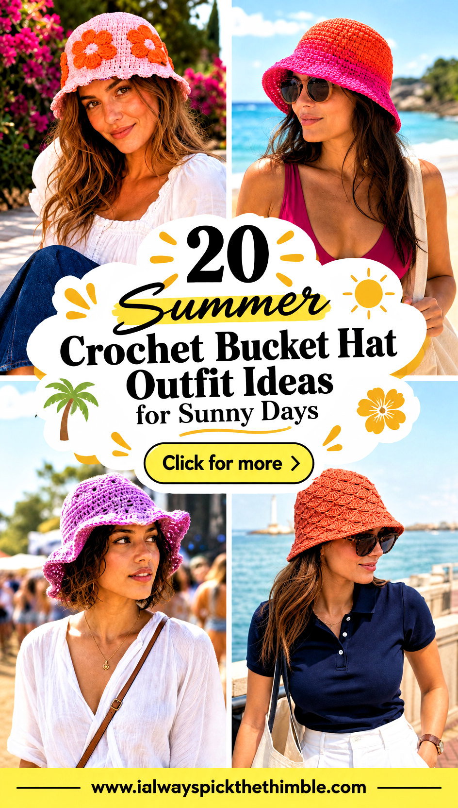 20 Summer Crochet Bucket Hat Outfit Ideas for Sunny Days - 20 Summer Crochet Bucket Hat Outfit Ideas for Sunny Days