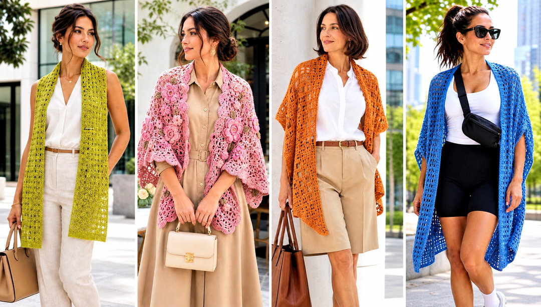 20 Summer Crochet Shawl Outfit Ideas for Light Layers