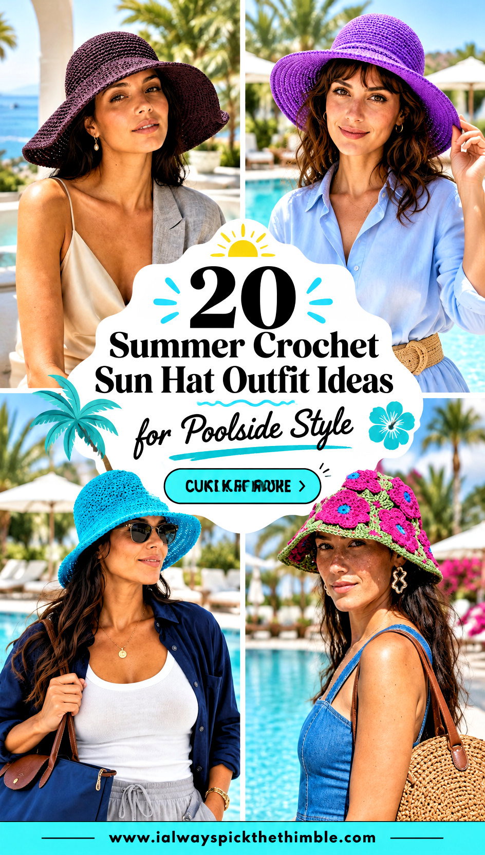 20 Summer Crochet Sun Hat Outfit Ideas for Poolside Style - 20 Summer Crochet Sun Hat Outfit Ideas for Poolside Style