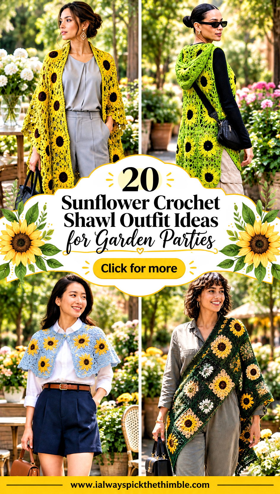 20 Sunflower Crochet Shawl Outfit Ideas for Garden Parties - 20 Sunflower Crochet Shawl Outfit Ideas for Garden Parties