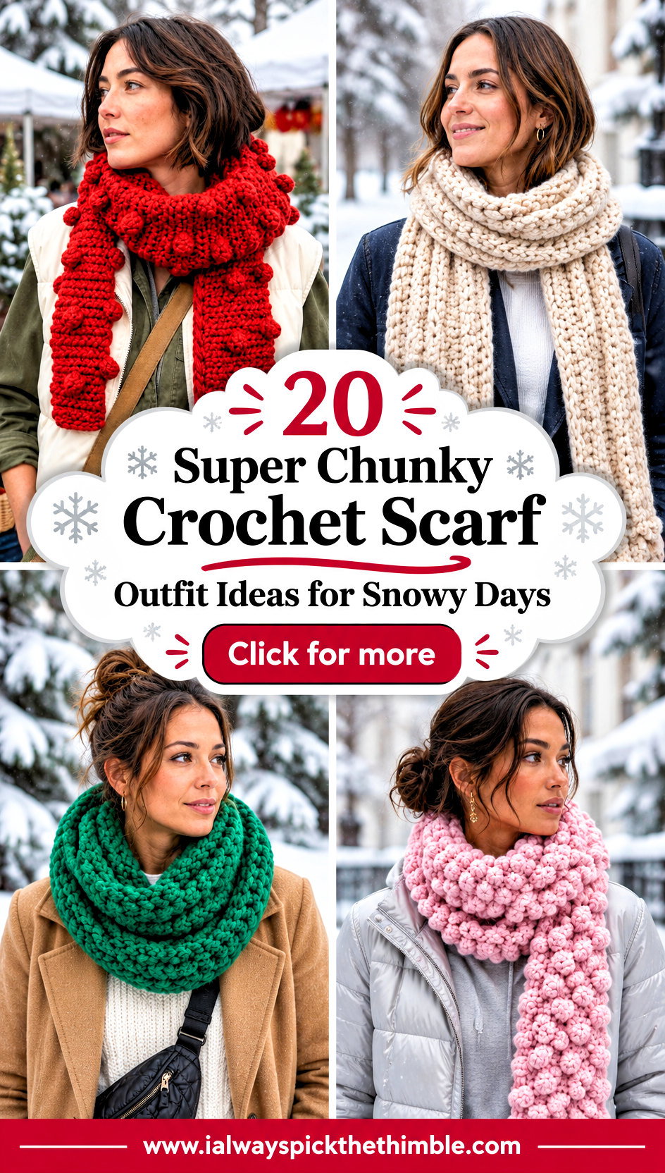 20 Super Chunky Crochet Scarf Outfit Ideas for Snowy Days - 20 Super Chunky Crochet Scarf Outfit Ideas for Snowy Days
