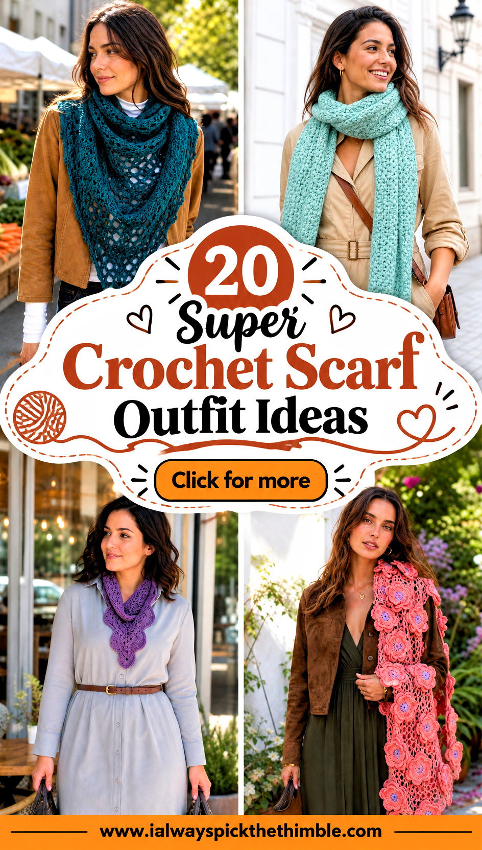 20 Super Crochet Scarf Outfit Ideas for Cozy Layering - 20 Super Crochet Scarf Outfit Ideas for Cozy Layering