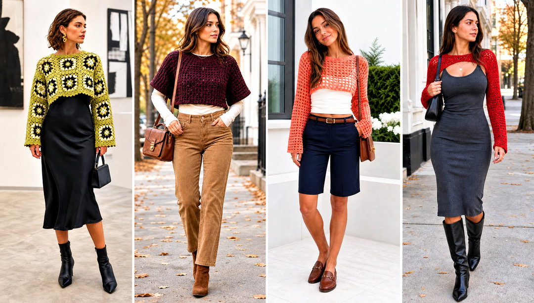 20 Super Cropped Crochet Sweater Outfit Ideas With Denim