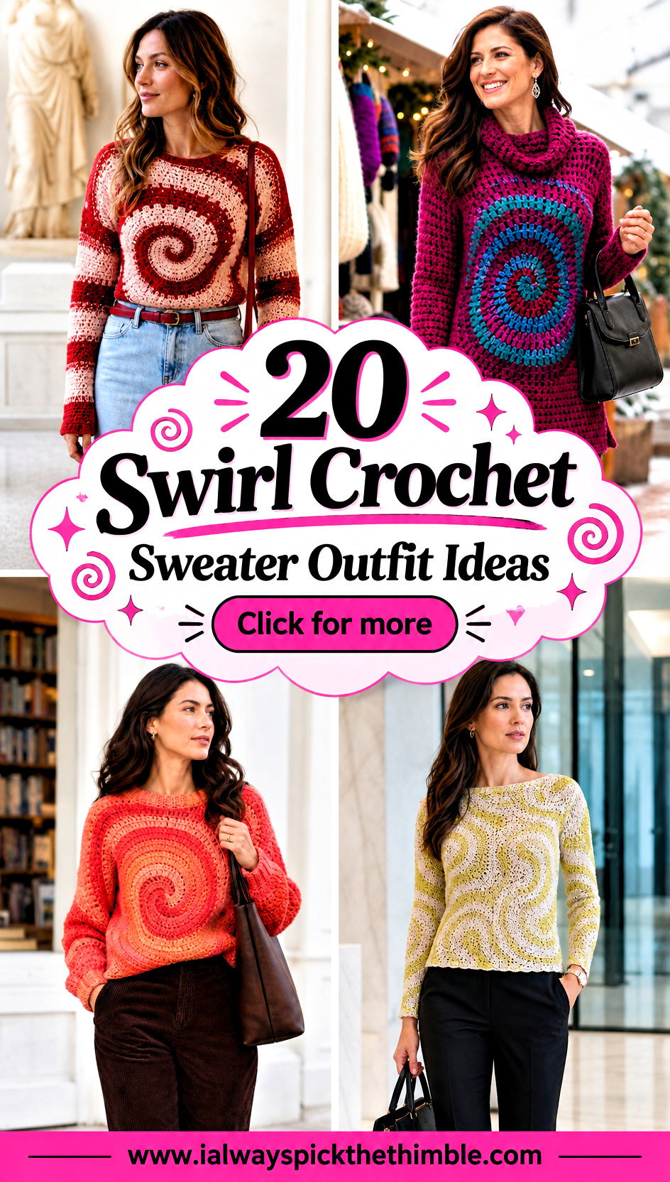 20 Swirl Crochet Sweater Outfit Ideas for Playful Color - 20 Swirl Crochet Sweater Outfit Ideas for Playful Color