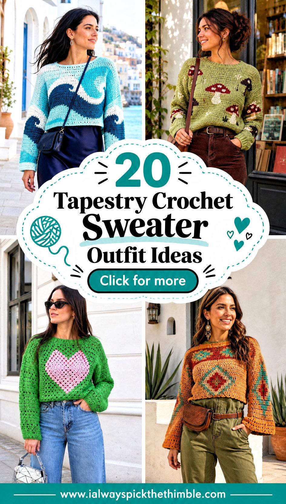 20 Tapestry Crochet Sweater Outfit Ideas for Everyday Wear - 20 Tapestry Crochet Sweater Outfit Ideas for Everyday Wear