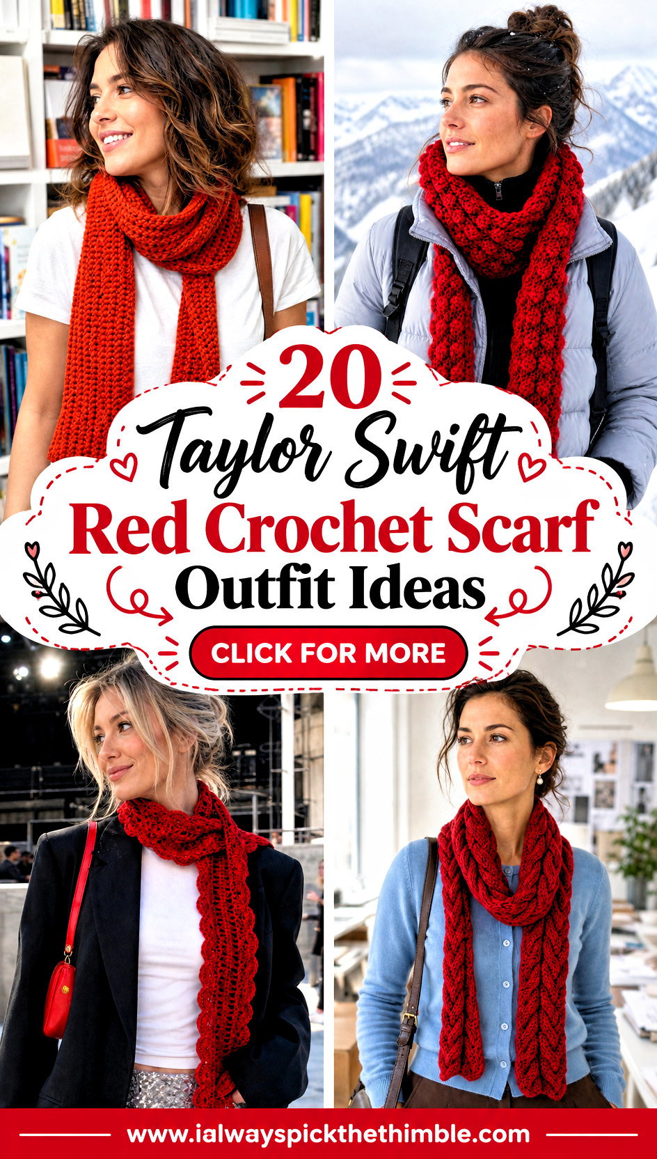 20 Taylor Swift Red Crochet Scarf Outfit Ideas for Fall - 20 Taylor Swift Red Crochet Scarf Outfit Ideas for Fall