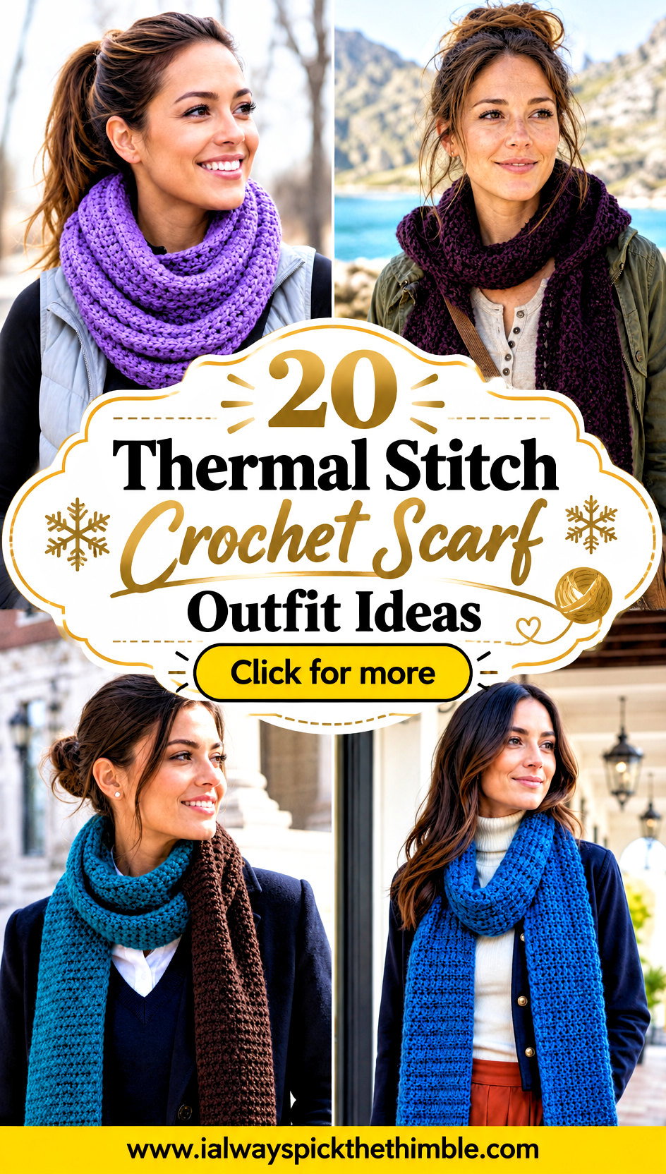 20 Thermal Stitch Crochet Scarf Outfit Ideas for Cold Days - 20 Thermal Stitch Crochet Scarf Outfit Ideas for Cold Days