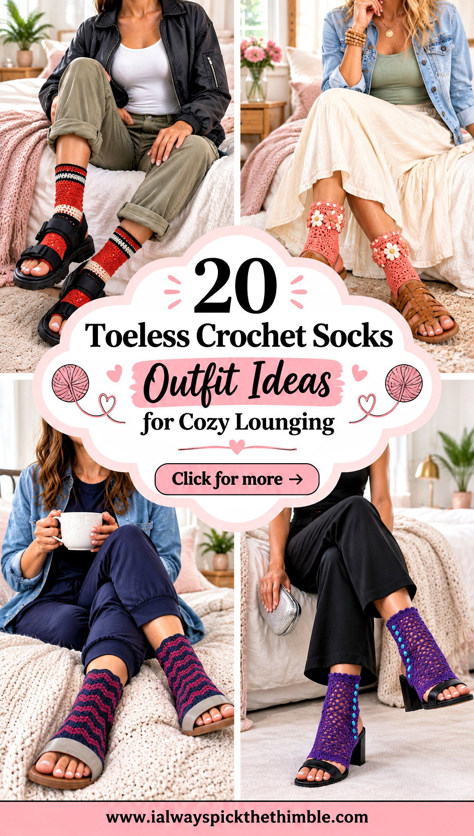 20 Toeless Crochet Socks Outfit Ideas for Cozy Lounging - 20 Toeless Crochet Socks Outfit Ideas for Cozy Lounging