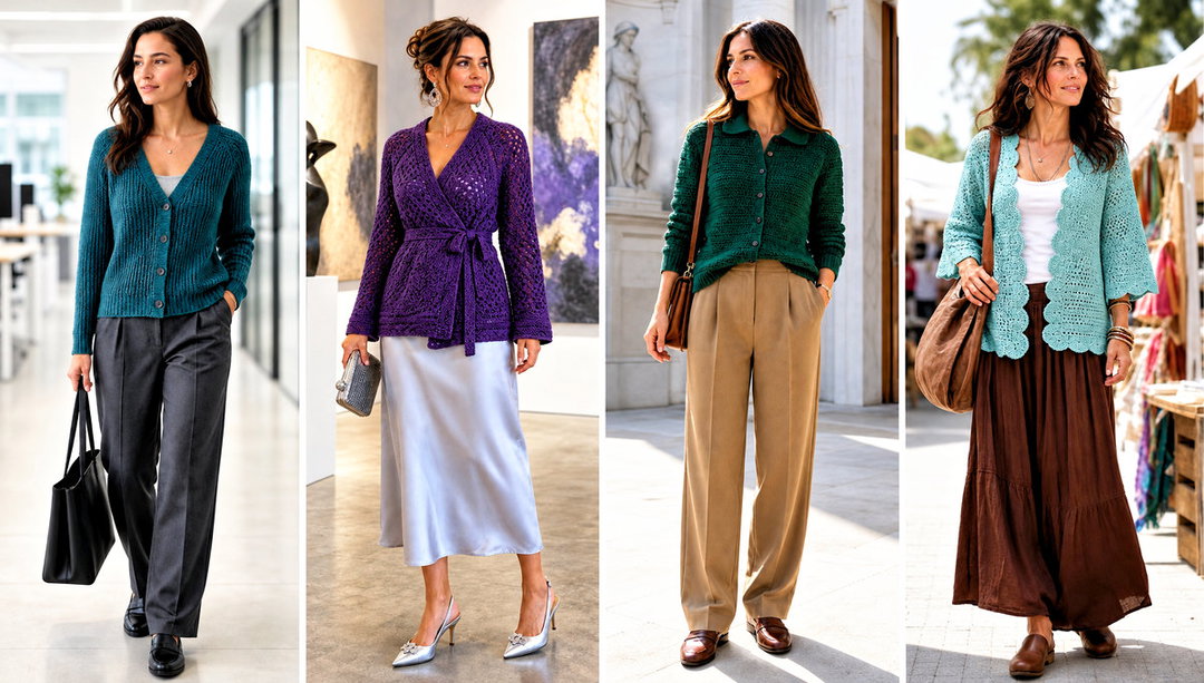 20 Top Down Crochet Raglan Cardigan Outfit Ideas for Work