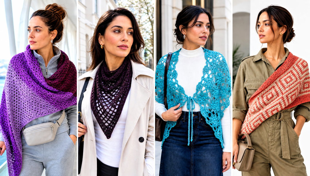 20 Triangle Crochet Shawls Outfit Ideas for Breezy Nights