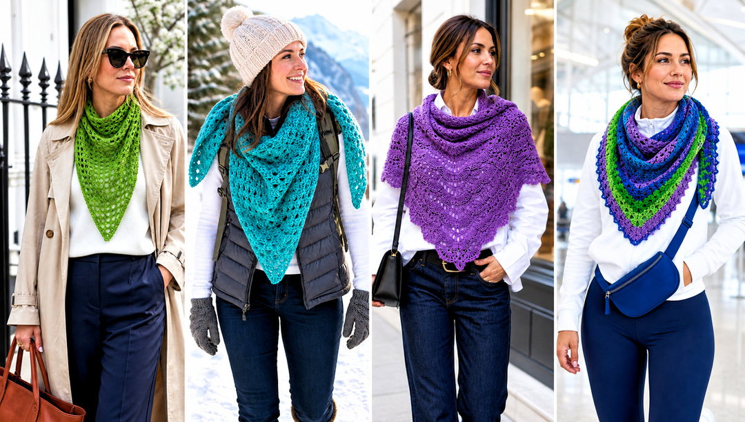 20 Triangular Crochet Shawl Outfit Ideas for Dressy Evenings