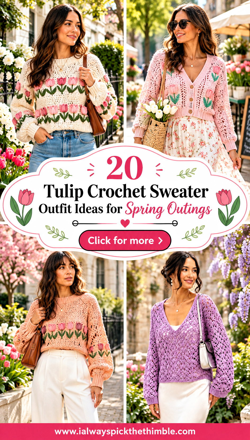 20 Tulip Crochet Sweater Outfit Ideas for Spring Outings - 20 Tulip Crochet Sweater Outfit Ideas for Spring Outings