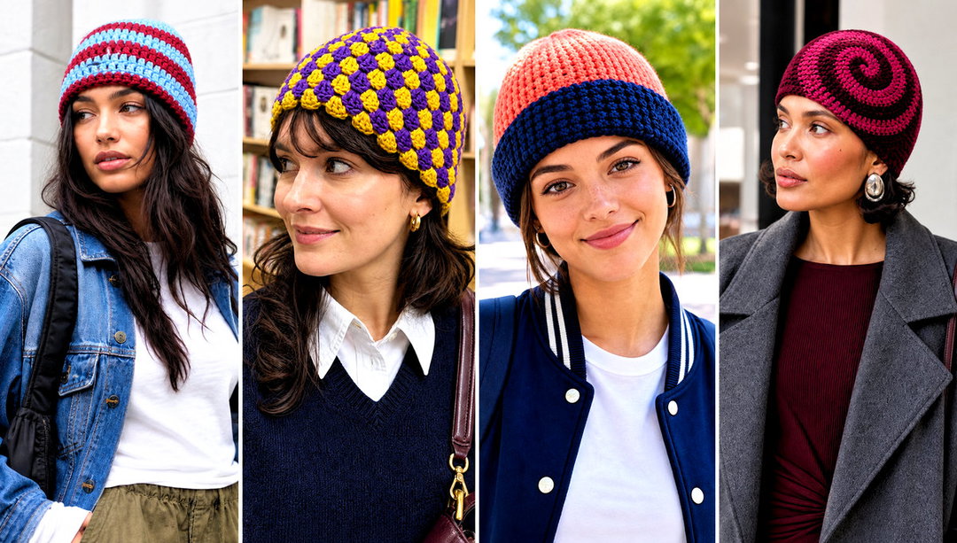 20 Two Color Crochet Beanie Outfit Ideas for Cozy Layers