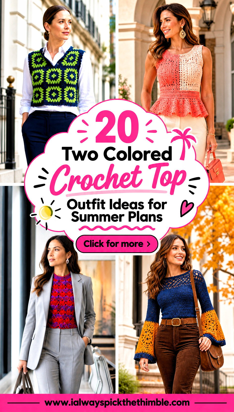 20 Two Colored Crochet Top Outfit Ideas for Summer Plans - 20 Two Colored Crochet Top Outfit Ideas for Summer Plans