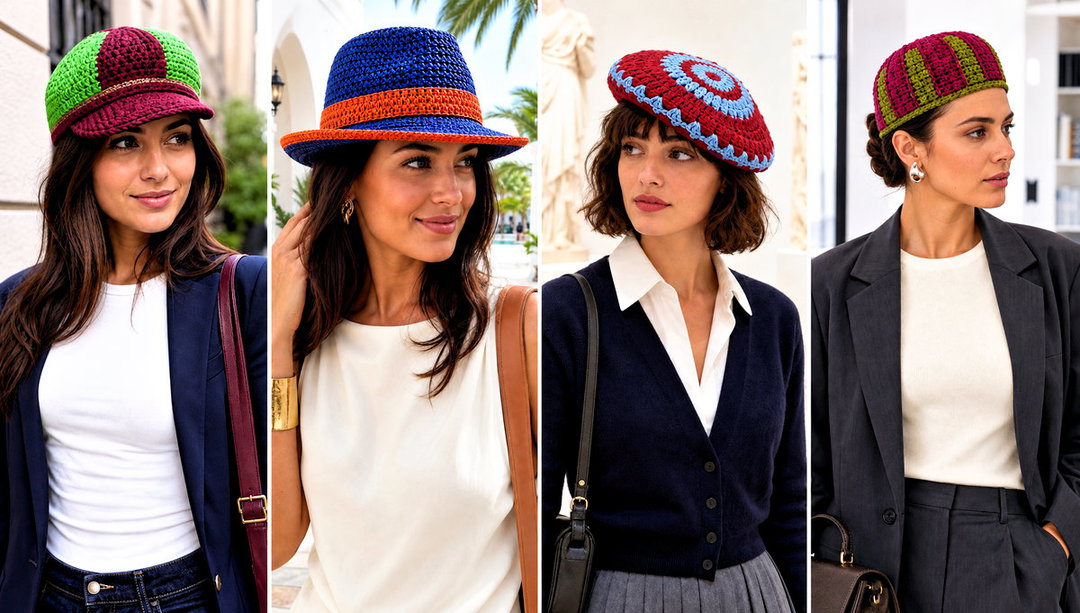 20 Two Colors Crochet Hat Outfit Ideas for Outdoor Days