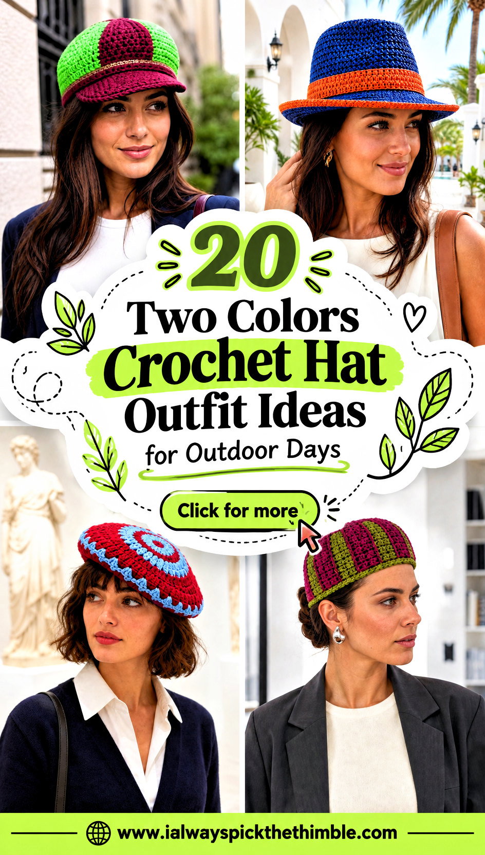 20 Two Colors Crochet Hat Outfit Ideas for Outdoor Days - 20 Two Colors Crochet Hat Outfit Ideas for Outdoor Days