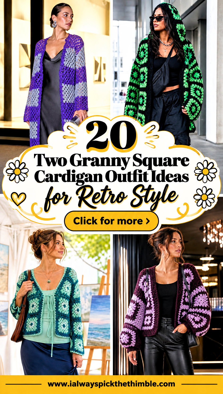 20 Two Granny Square Cardigan Outfit Ideas for Retro Style - 20 Two Granny Square Cardigan Outfit Ideas for Retro Style
