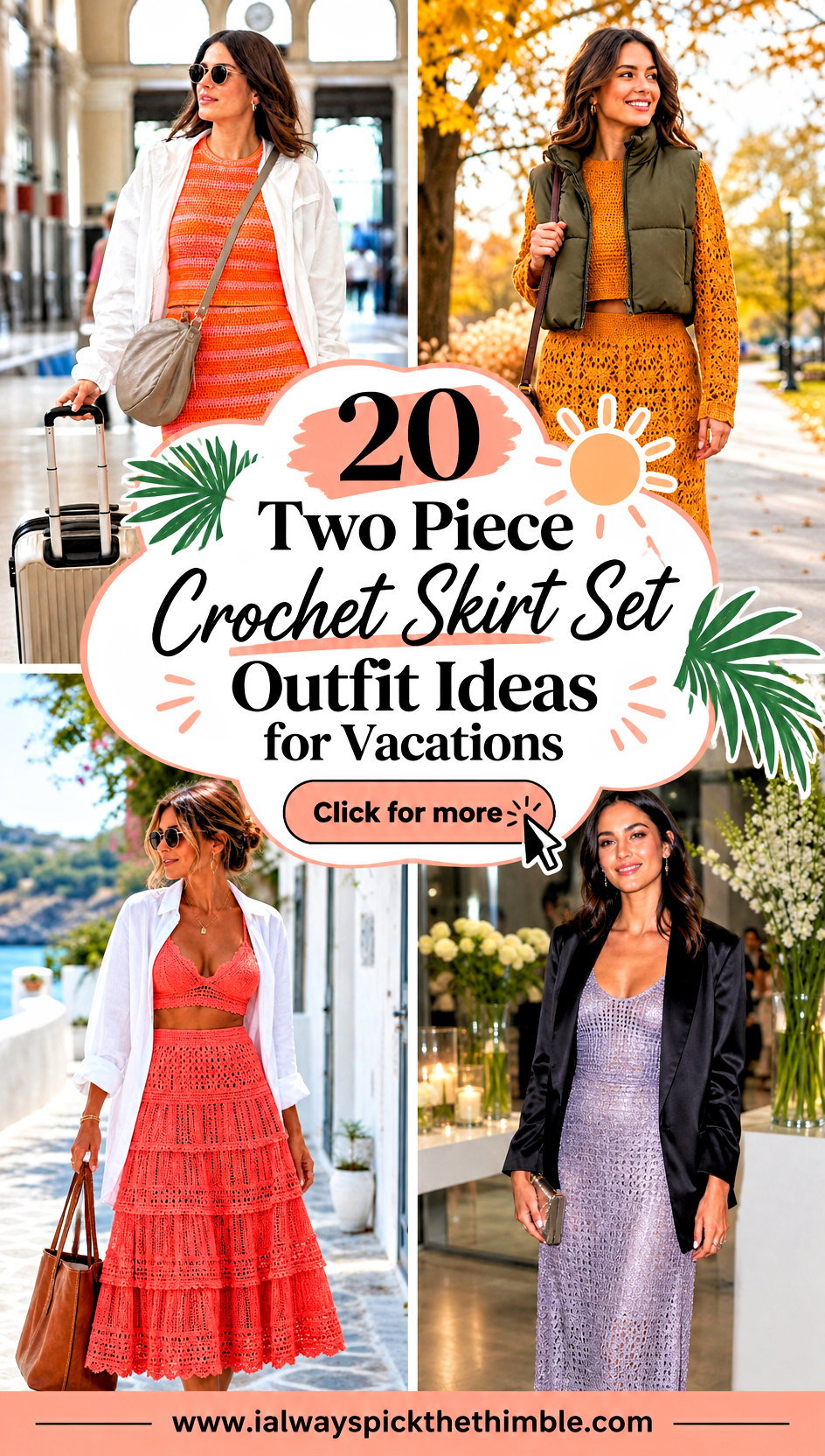 20 Two Piece Crochet Skirt Set Outfit Ideas for Vacations - 20 Two Piece Crochet Skirt Set Outfit Ideas for Vacations
