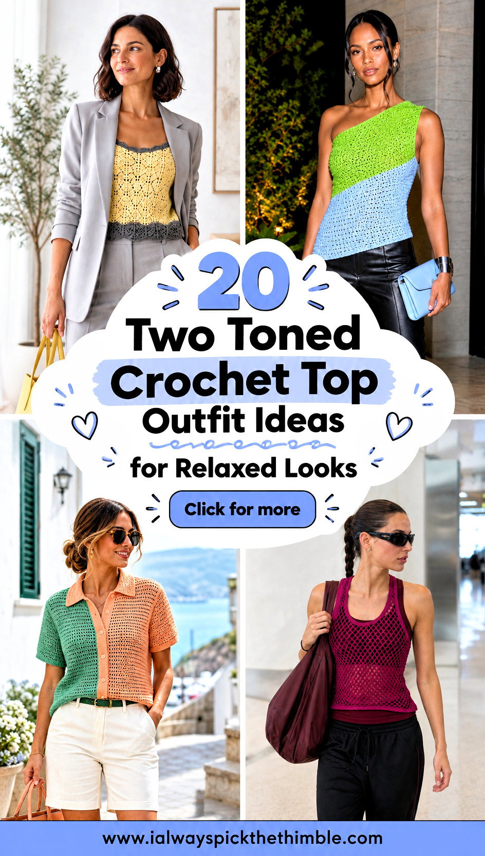 20 Two Toned Crochet Top Outfit Ideas for Relaxed Looks - 20 Two Toned Crochet Top Outfit Ideas for Relaxed Looks