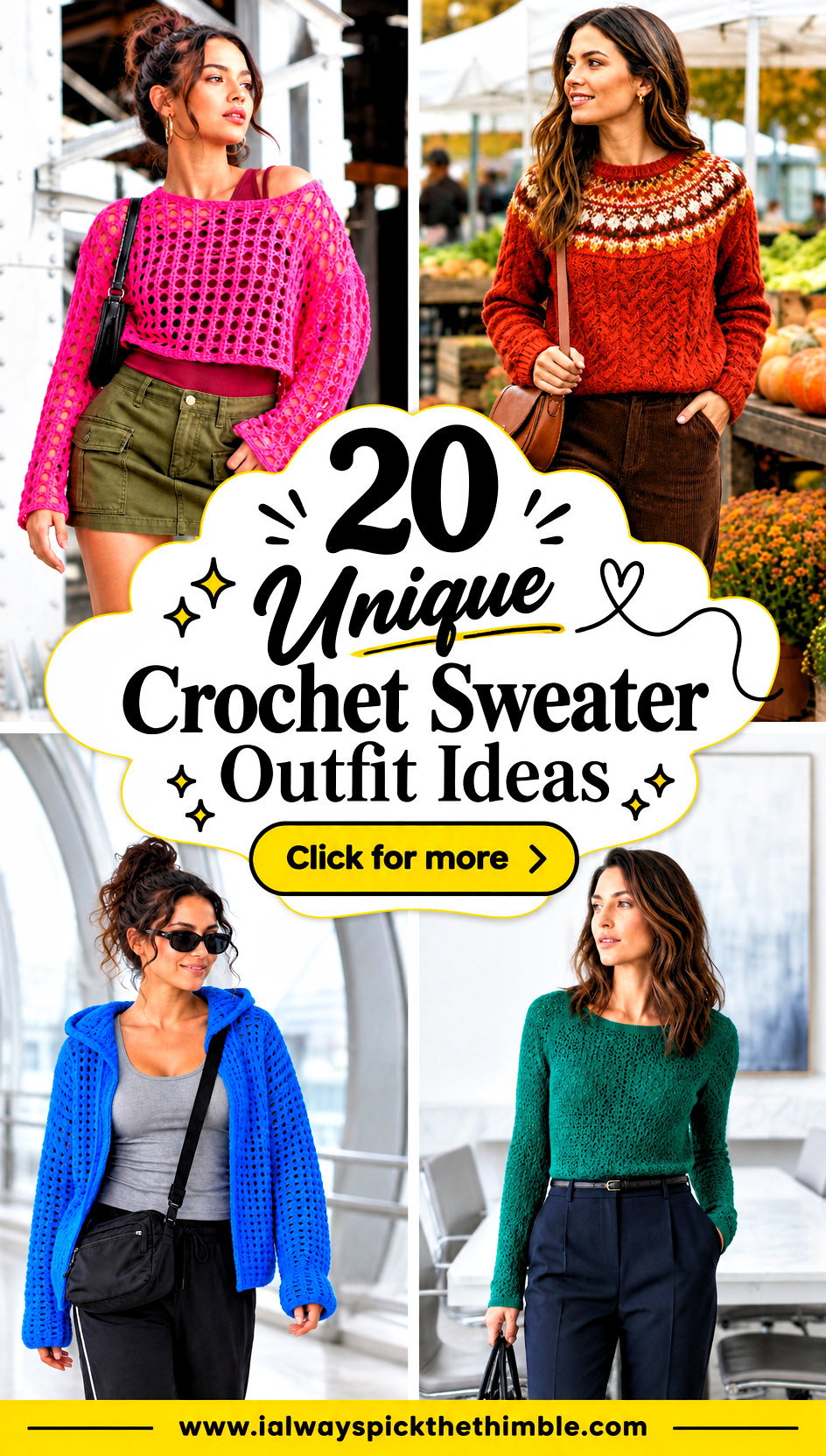 20 Unique Crochet Sweater Outfit Ideas for Weekend Comfort - 20 Unique Crochet Sweater Outfit Ideas for Weekend Comfort