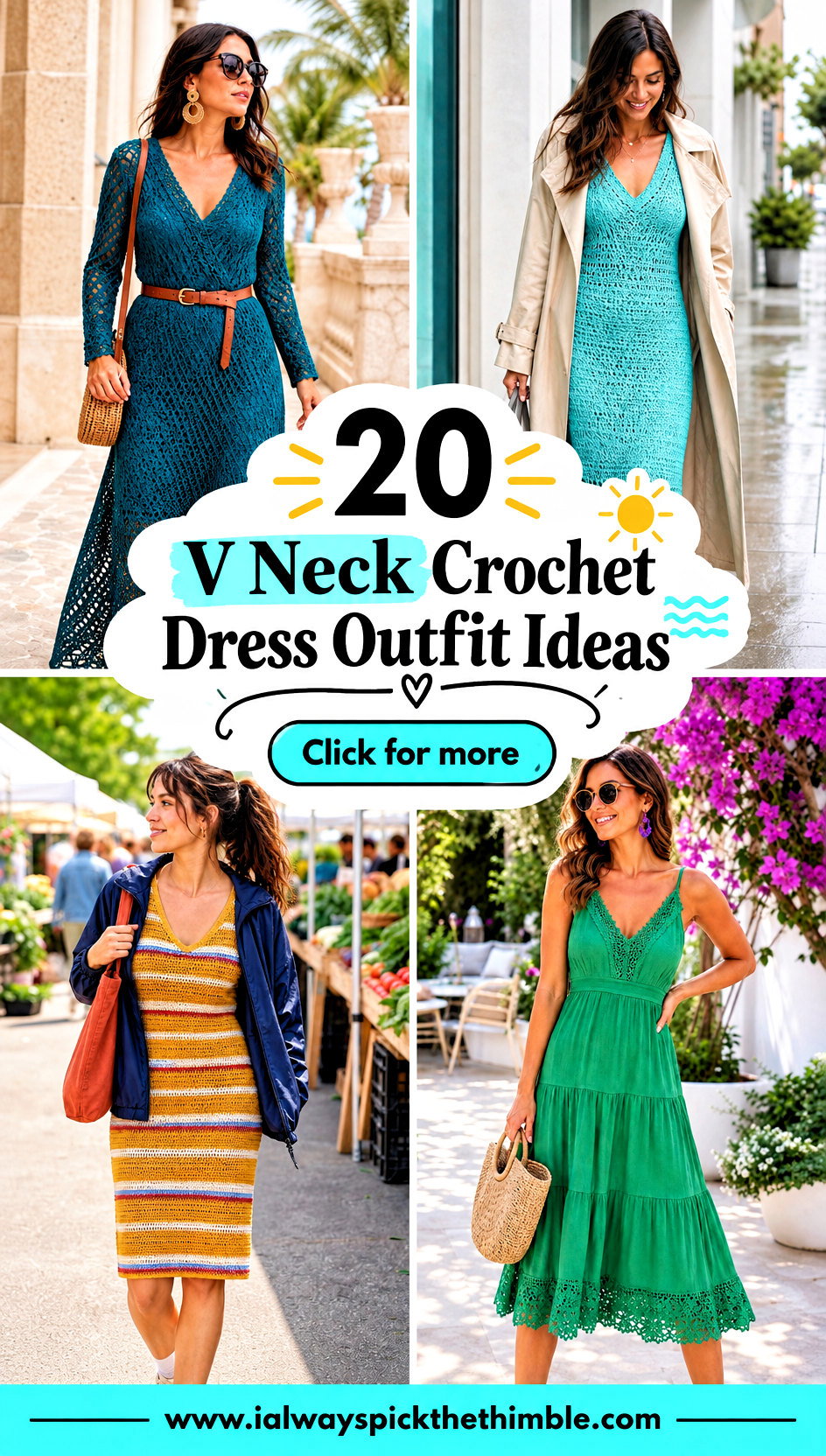 20 V Neck Crochet Dress Outfit Ideas for Beach Trips - 20 V Neck Crochet Dress Outfit Ideas for Beach Trips