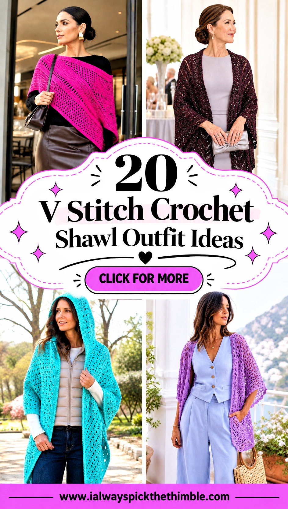 20 V Stitch Crochet Shawl Outfit Ideas for Dressy Evenings - 20 V Stitch Crochet Shawl Outfit Ideas for Dressy Evenings