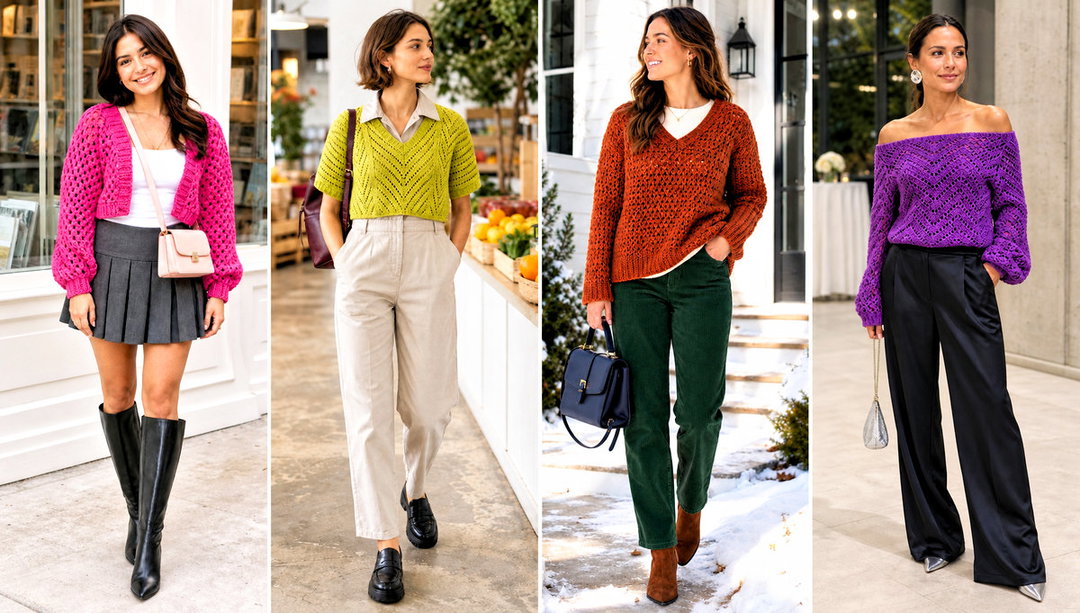 20 V Stitch Crochet Sweater Outfit Ideas for Casual Outings