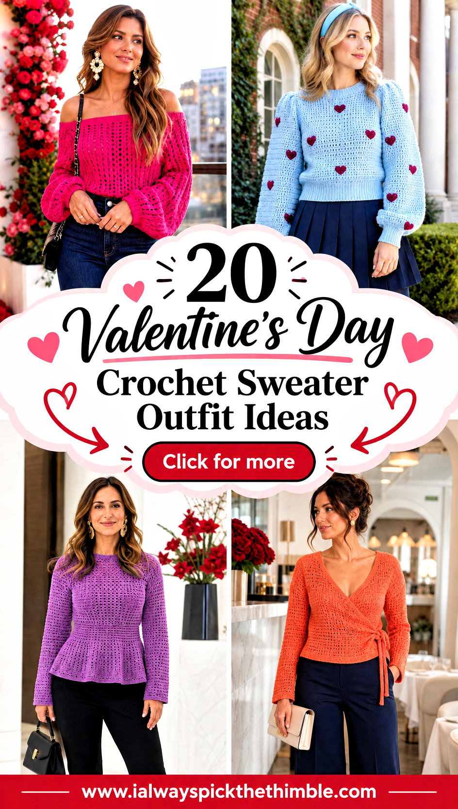 20 Valentines Day Crochet Sweater Outfit Ideas for Dates - 20 Valentine’s Day Crochet Sweater Outfit Ideas for Dates