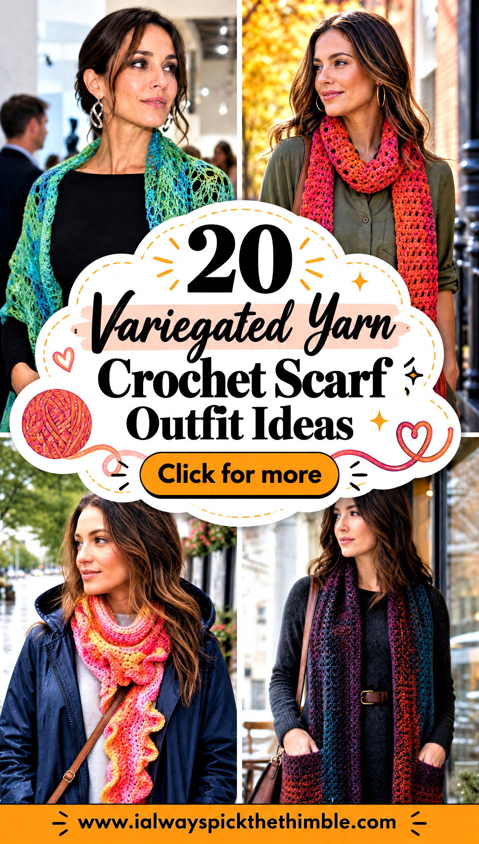 20 Variegated Yarn Crochet Scarf Outfit Ideas for Color Play - 20 Variegated Yarn Crochet Scarf Outfit Ideas for Color Play