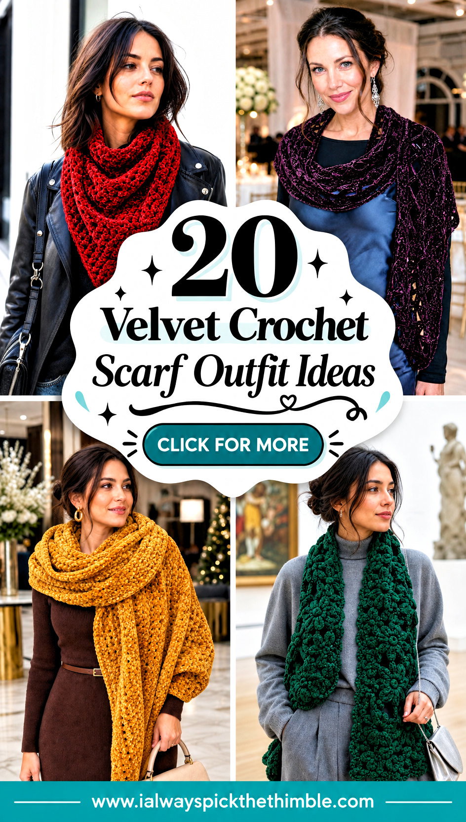 20 Velvet Crochet Scarf Outfit Ideas for Polished Layers - 20 Velvet Crochet Scarf Outfit Ideas for Polished Layers
