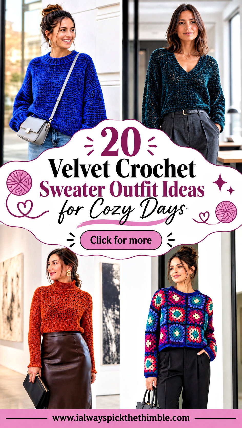 20 Velvet Crochet Sweater Outfit Ideas for Cozy Days - 20 Velvet Crochet Sweater Outfit Ideas for Cozy Days