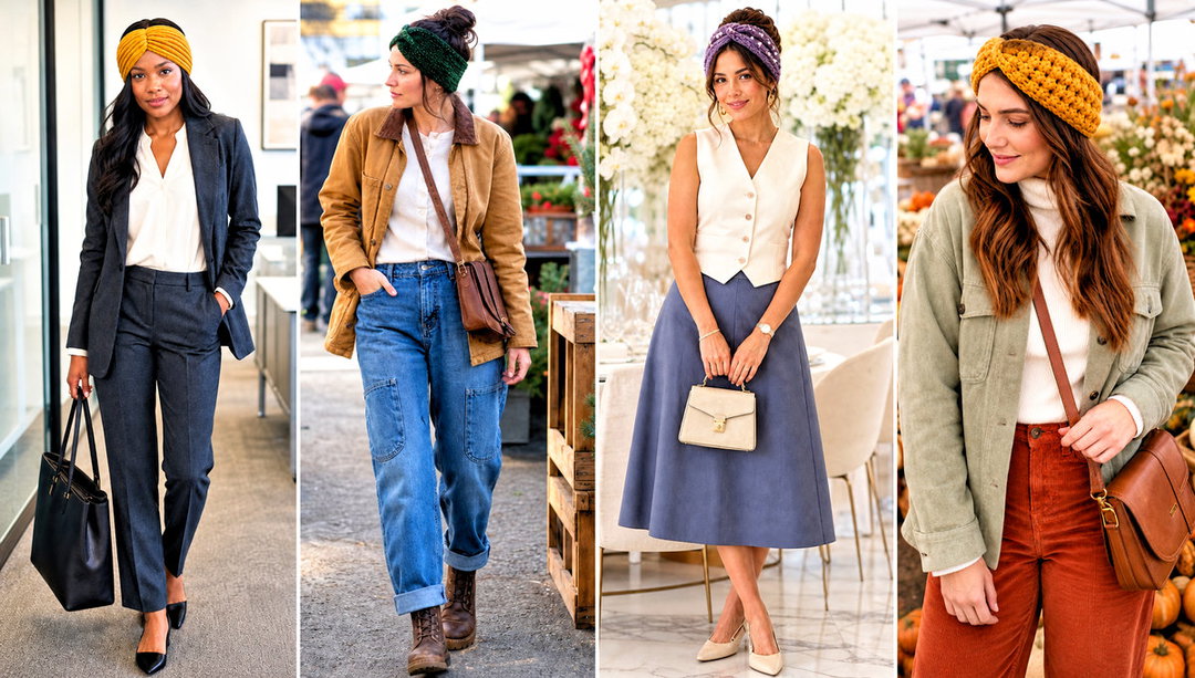 20 Velvet Twist Crochet Headband Outfit Ideas for Fall