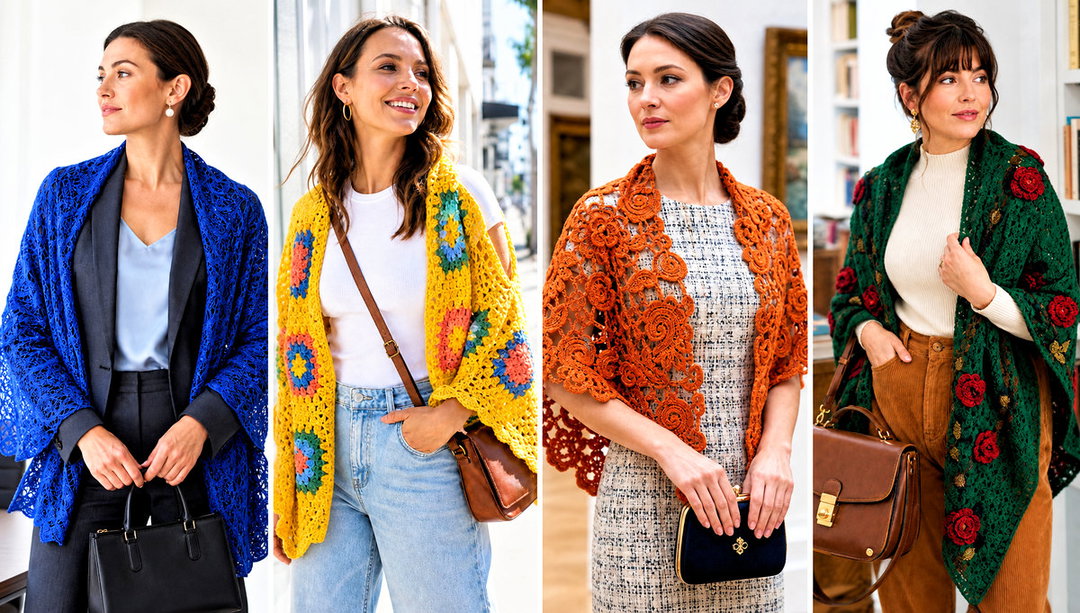 20 Vintage Crochet Shawl Outfit Ideas for Boho Layers