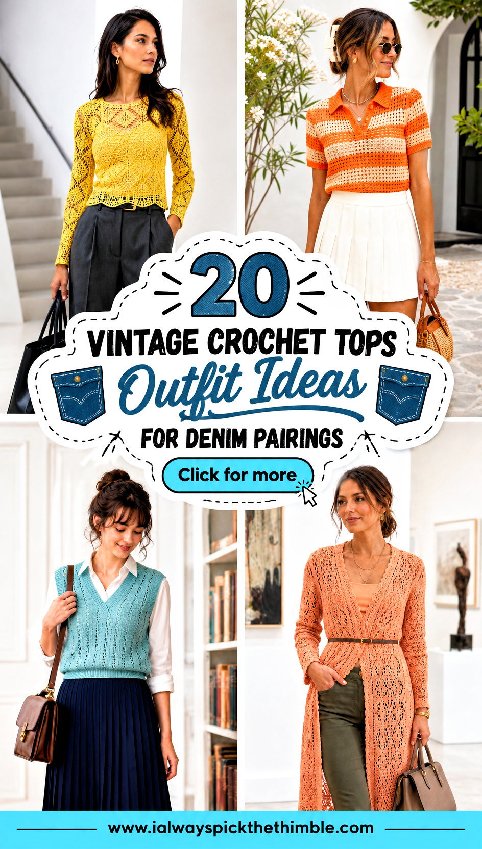 20 Vintage Crochet Tops Outfit Ideas for Denim Pairings - 20 Vintage Crochet Tops Outfit Ideas for Denim Pairings