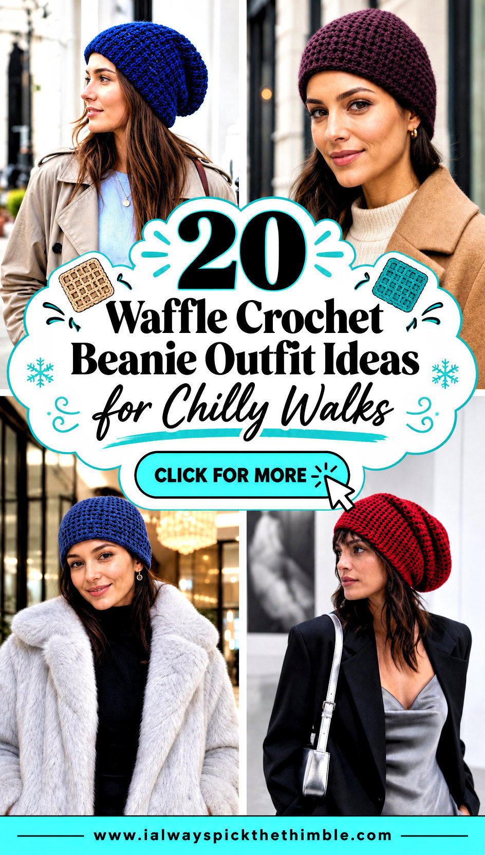 20 Waffle Crochet Beanie Outfit Ideas for Chilly Walks - 20 Waffle Crochet Beanie Outfit Ideas for Chilly Walks
