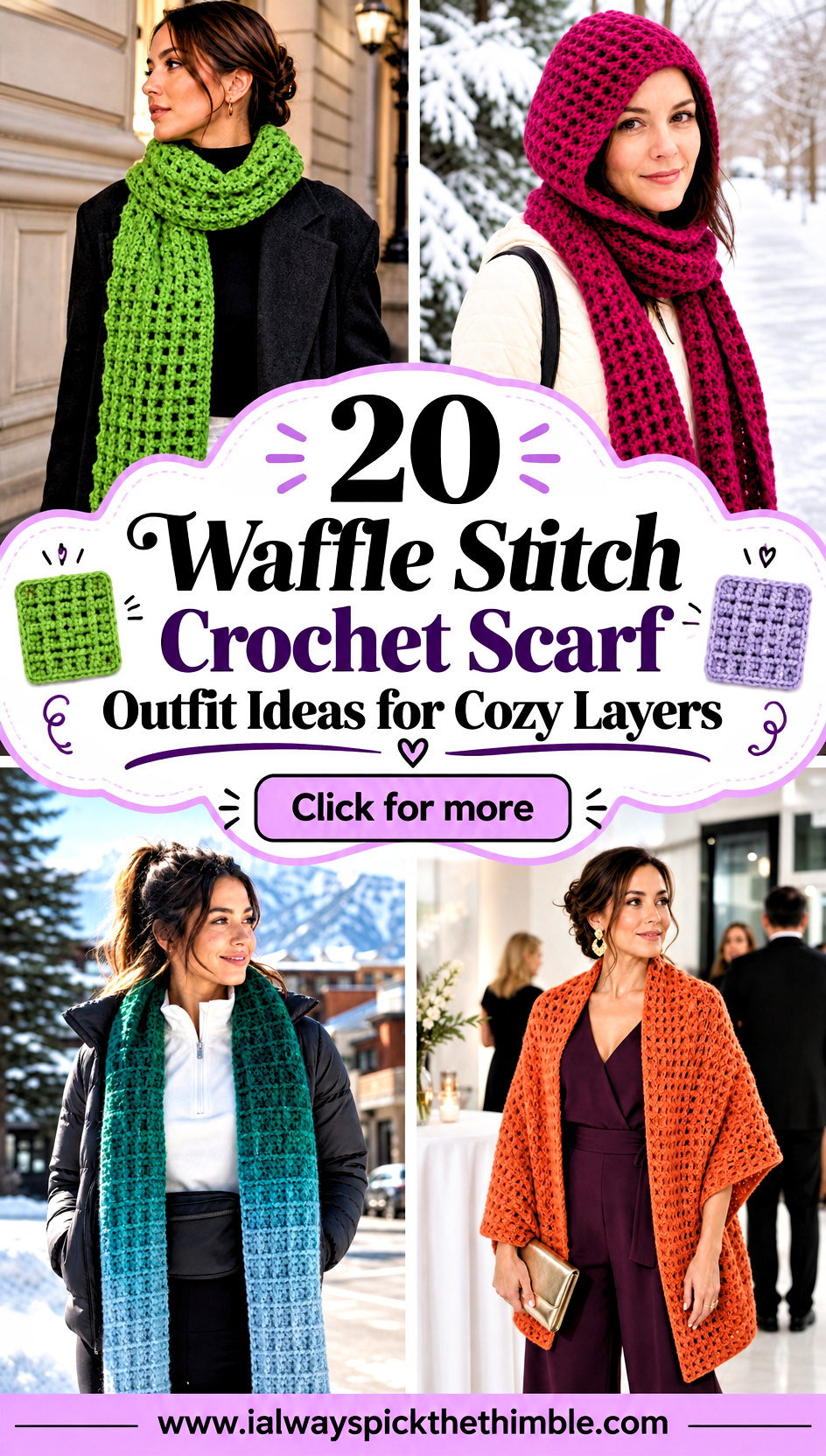 20 Waffle Stitch Crochet Scarf Outfit Ideas for Cozy Layers - 20 Waffle Stitch Crochet Scarf Outfit Ideas for Cozy Layers