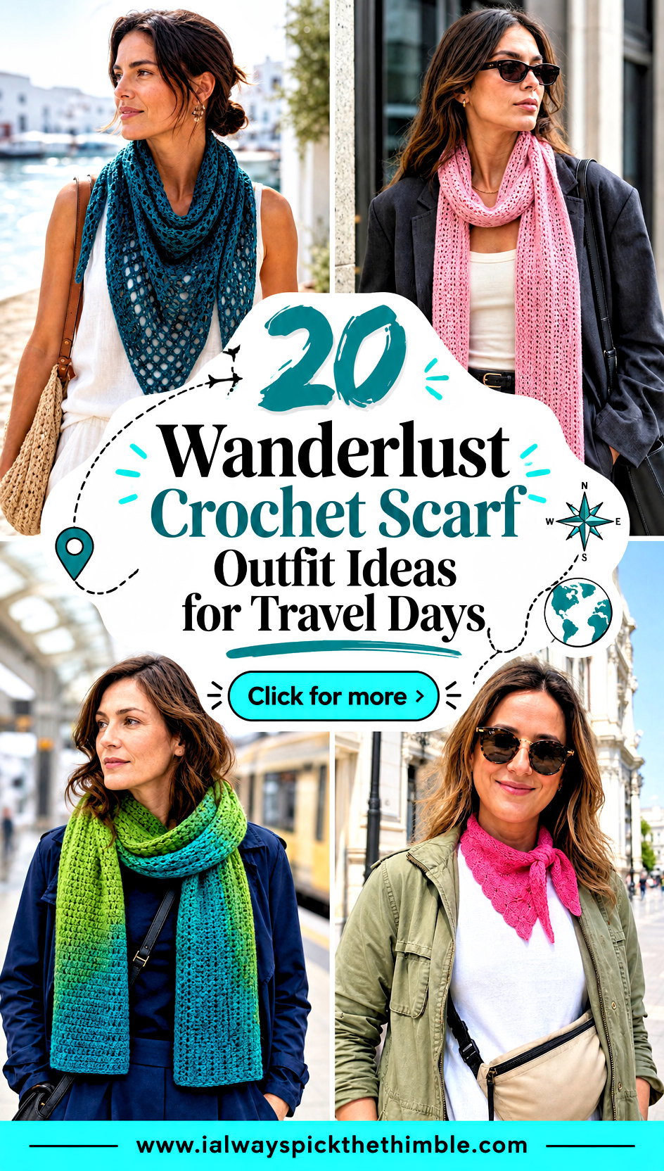 20 Wanderlust Crochet Scarf Outfit Ideas for Travel Days - 20 Wanderlust Crochet Scarf Outfit Ideas for Travel Days